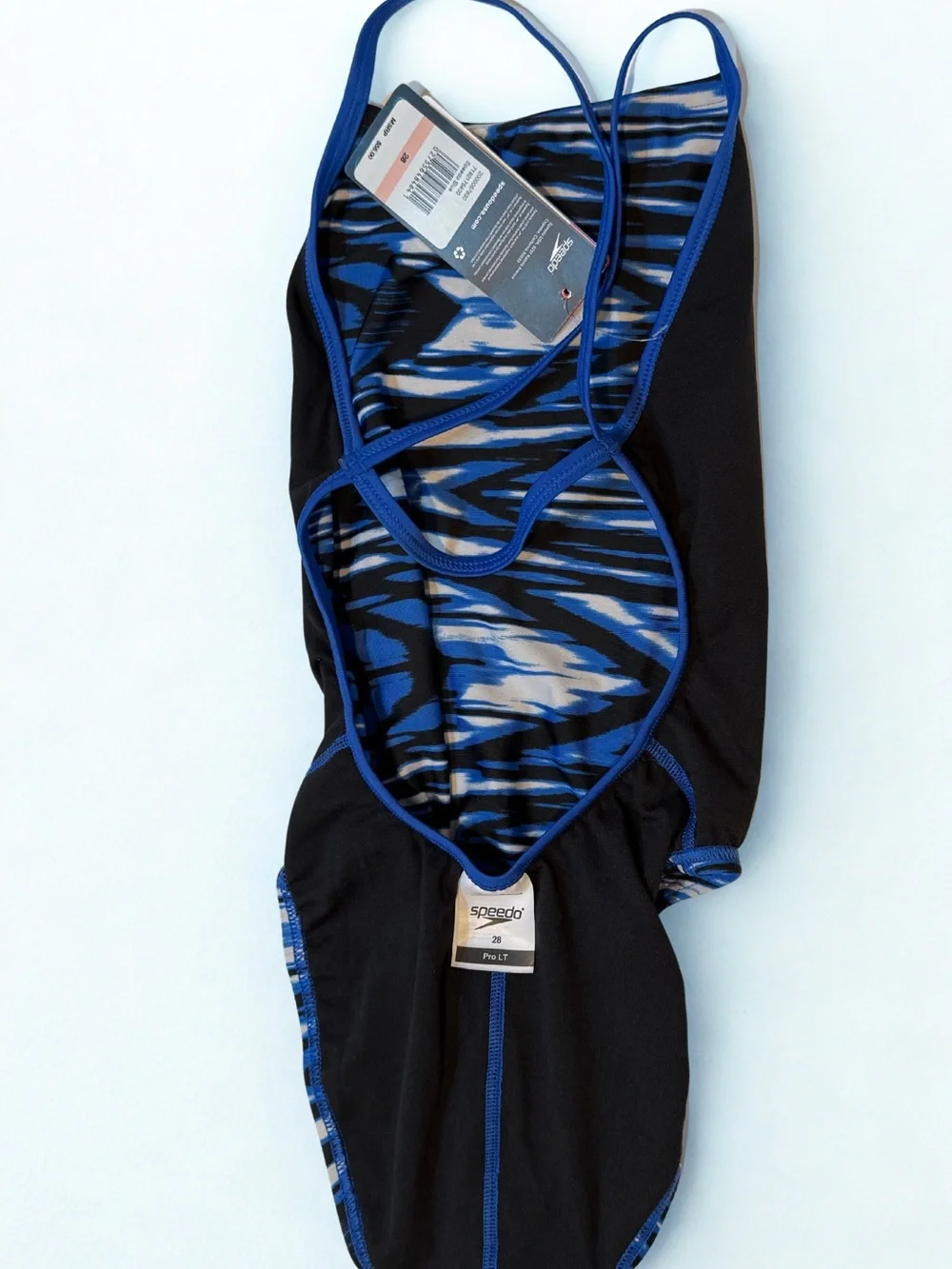 Speedo Blue Black White Graphic Girls' One-Piece Swimsuit size 28 girls